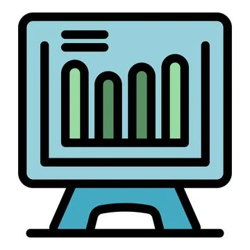 Monitor displaying growing bar chart representing increasing financial succes Stock Illustration