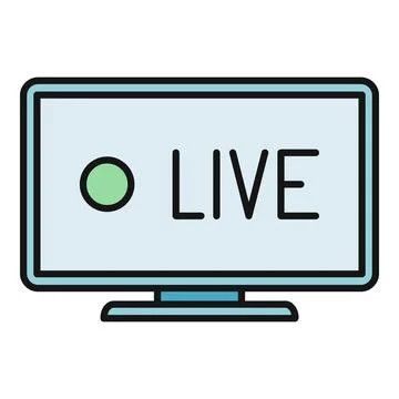 Monitor displaying live streaming broadcast content in real time イラスト素材