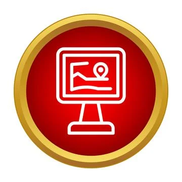 Monitor displaying location map pinpoint navigation system 스톡 일러스트