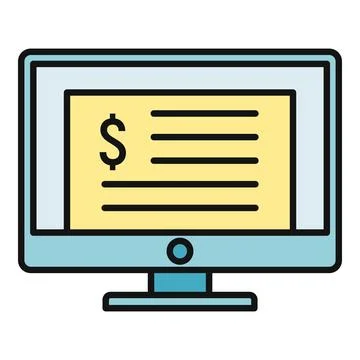 Monitor displaying online financial document with dollar sign Stock Illustration