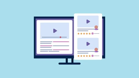 Monitor Displaying Online Video Content and User Ratings 2d with Alpha Matte Stock Footage 341835331