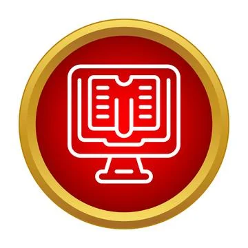 Monitor displaying open book e learning icon Stock Illustration