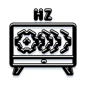 Monitor displaying refresh rate settings with gears Illustrazione stock