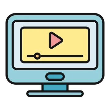Monitor displaying video content with play button icon 스톡 일러스트