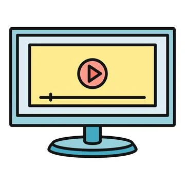 Monitor displaying video player interface with play button 스톡 일러스트