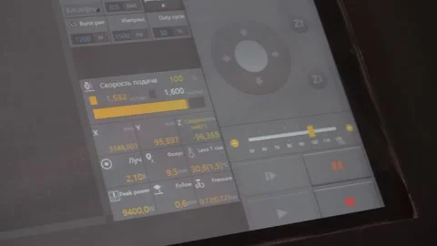 A monitor that displays information about the processing of a part in mechan Stock Footage 285037533