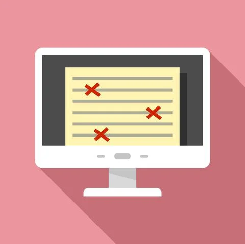 Monitor document editor icon, flat style 스톡 일러스트