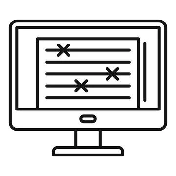 Monitor document editor icon, outline style 스톡 일러스트