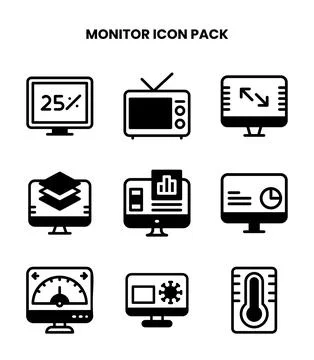 Monitor DuoTone Scalable Icons Pack Stock Illustration