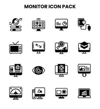 Monitor DuoTone UI Icons Pack Stock Illustration