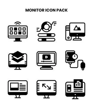 Monitor DuoTone UI Icons Pack Stock Illustration