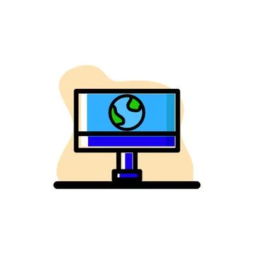 Monitor Earth Icon Conceptual Vector Illustration Design Stock Illustration