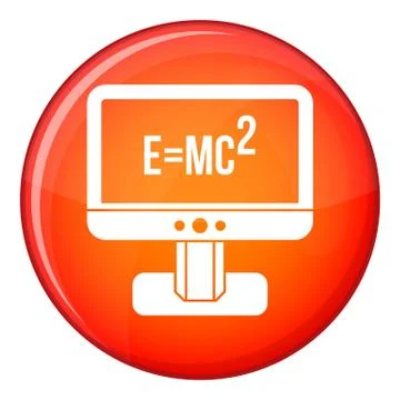 Monitor with Einstein formula icon, flat style Stock Illustration