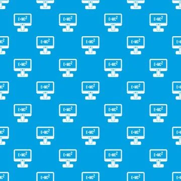 Monitor with Einstein formula pattern seamless blue Stock Illustration
