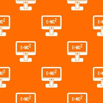 Monitor with Einstein formula pattern seamless Stock Illustration