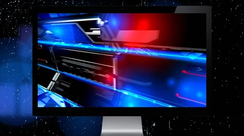 The monitor in the elevator. Video with cameras Stock Footage 56433008