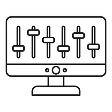 Monitor equalizer device icon, outline style Stockillustratie