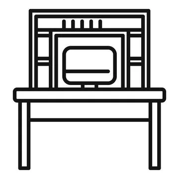 Monitor ergonomic workplace icon outline vector. Work posture Illustrazione stock