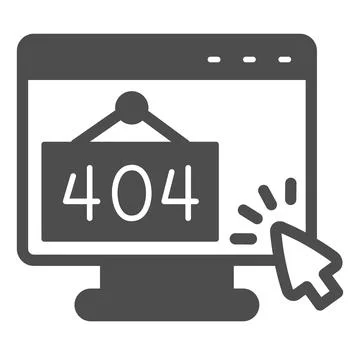 Monitor with error 404 and cursor pointer mouse solid icon, computing concept Illustrazione stock