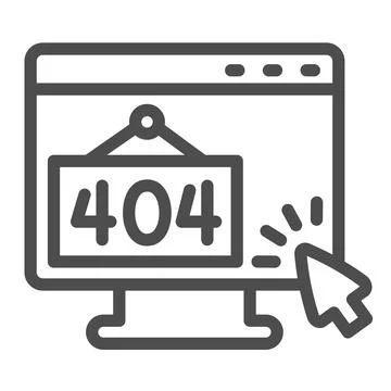 Monitor with error 404 and cursor pointer mouse line icon, computing concept Illustrazione stock