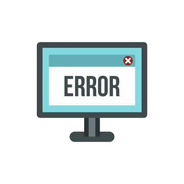 Monitor error icon, flat style Illustrazione stock
