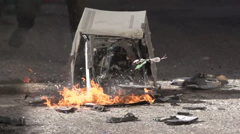 Monitor Exploding at 480fps Stock Footage 44266886