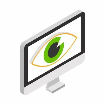 Monitor with eye isometric 3d icon Stock Illustration