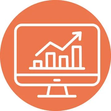 Monitor financial growth chart arrow icon flat design Stock Illustration