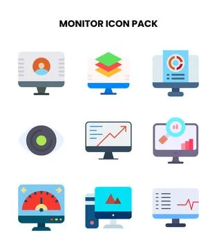 Monitor Flat Graphics Icons Pack Stock Illustration