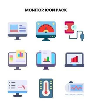 Monitor Flat SVG Icons Pack Stock Illustration