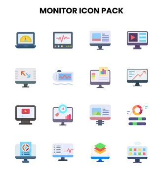 Monitor Flat UI Icons Pack Illustrazione stock