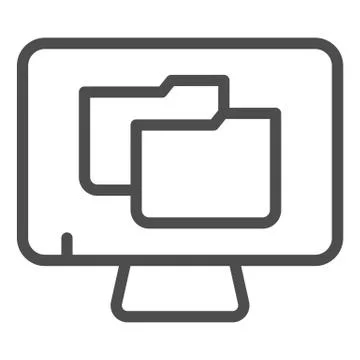 Monitor with folder line icon. File folder on pc vector illustration isolated on Stock Illustration