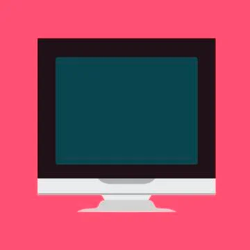 Monitor front view screen computer equipment vector icon. Electronic communic Illustrazione stock