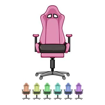 Monitor game chair cartoon vector graphic Stock Illustration
