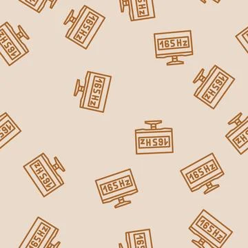 Monitor gaming pc line vector seamless pattern Stock Illustration