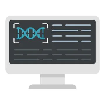 Monitor genetic lab icon, flat style Illustrazione stock
