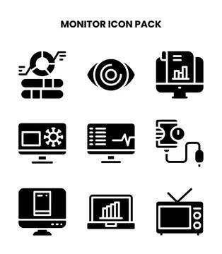 Monitor Glyph Bundle Icons Pack Stockillustratie