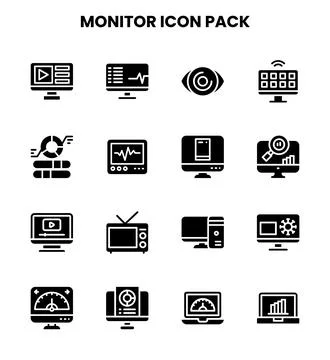 Monitor Glyph Bundle Icons Pack イラスト素材
