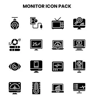 Monitor Glyph Scalable Icons Pack Illustrazione stock