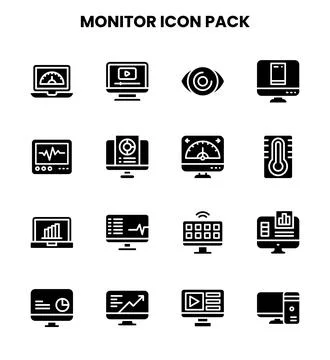 Monitor Glyph Set Icons Pack イラスト素材