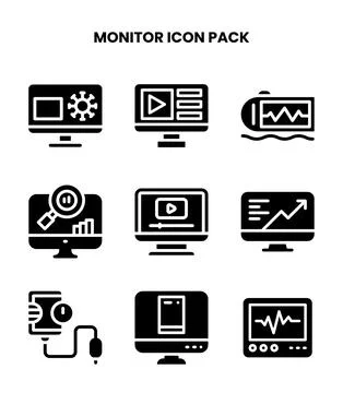 Monitor Glyph UI Icons Pack 스톡 일러스트