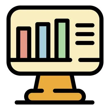 Monitor graph chart icon color outline vector Ilustración de archivo