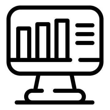 Monitor graph chart icon, outline style 库存插图