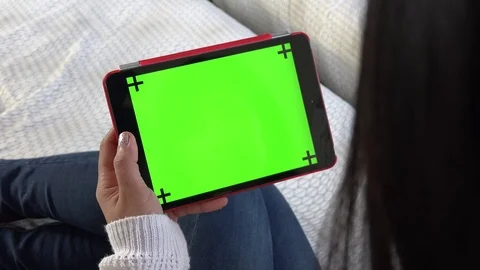 Monitor Green Screen Background Of Ipad Digital Tablet For Internet Stock Footage 71766281