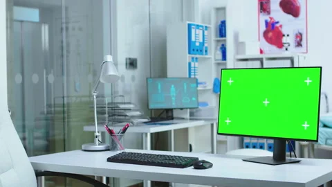 Monitor with green screen in hospital Stock Footage 135643137