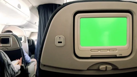 Monitor with Green Screen on Passenger S... | Stock Video | Pond5