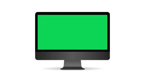 Monitor with green screen on white background animation 4k video Stock Footage 139208777