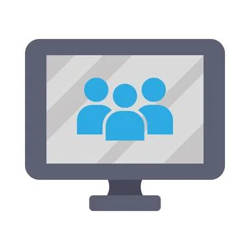 Monitor with group icons Stock Illustration