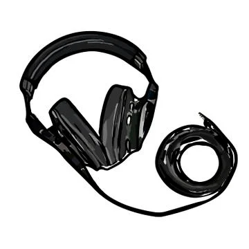 Monitor headphones with wire Stock Illustration