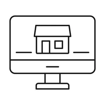 Monitor house security icon, outline style Stockillustratie